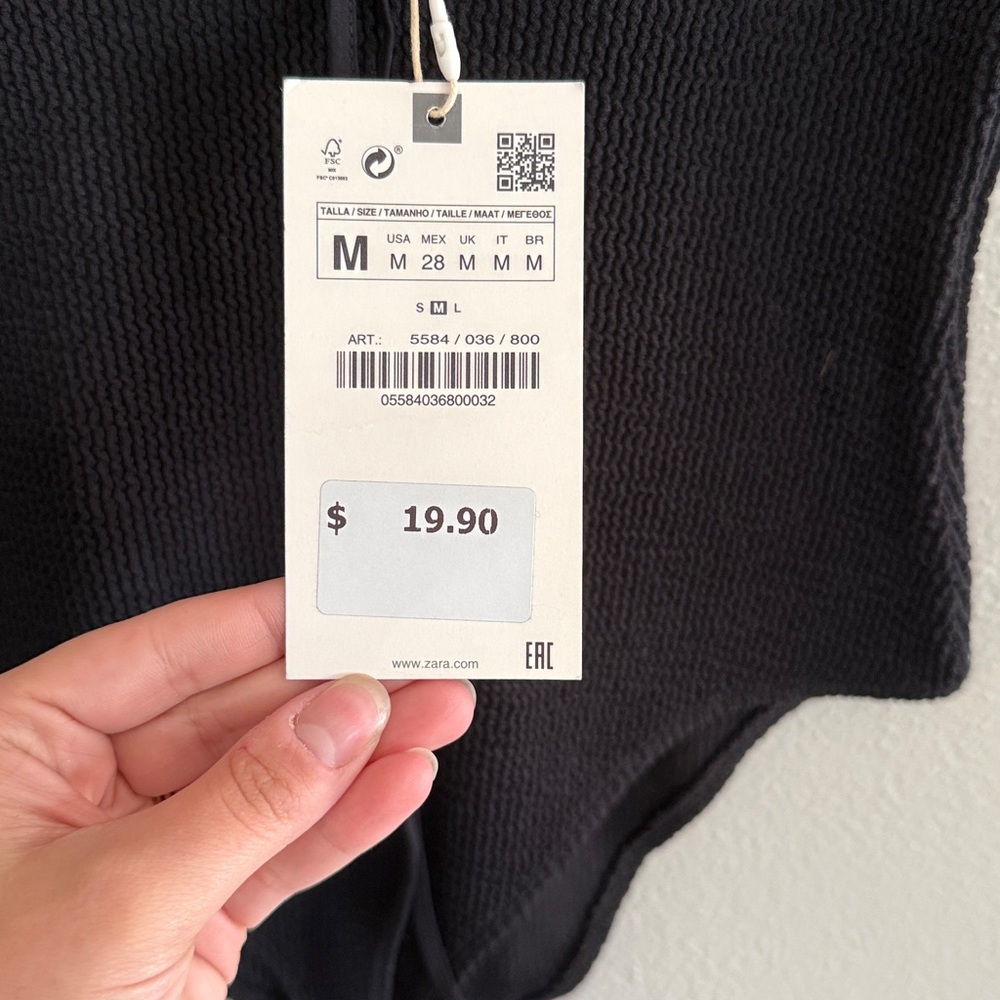 NET Zara Black Ribbed Bodysuit M - Picture 3 of 3